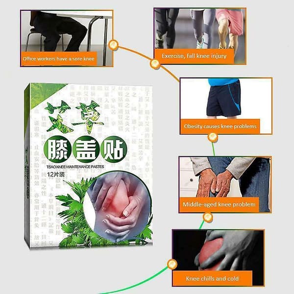 12 stk kne Moxa varm moxibustion gips benvarmende meridianplaster A