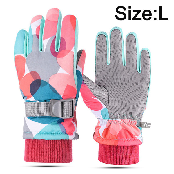 Winter children's warm ski gloves, printed splice gloves