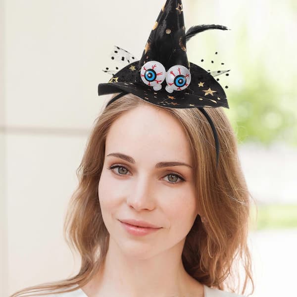 Heksehat Hårbånd Halloween Øjeæble Dekoration til Festkostume A