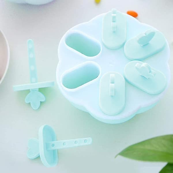 6 ispinnerformer med pinner, DIY gjenbrukbare sommerisformer ismaskinsett A