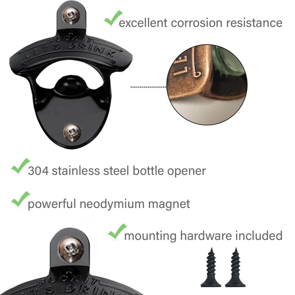 Veggmontert flaskeåpner - Stilfull magnetisk flaskeåpner for øl