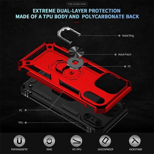 Kompatibel med iPhone 17 Pro Max-fodral PC + TPU-telefonfodral med stöd A