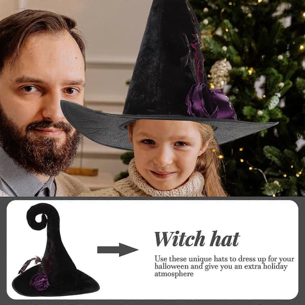 Halloween-noitahattu kestävä musta noitahattu koristeeksi Halloween-tarvikkeisiin A