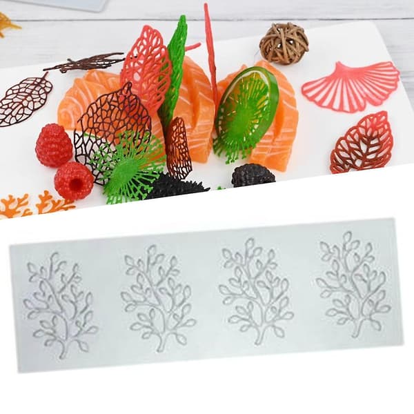 3D hule koral-/blad-silikoneforme fondantkagepyntform til køkkenbagning A