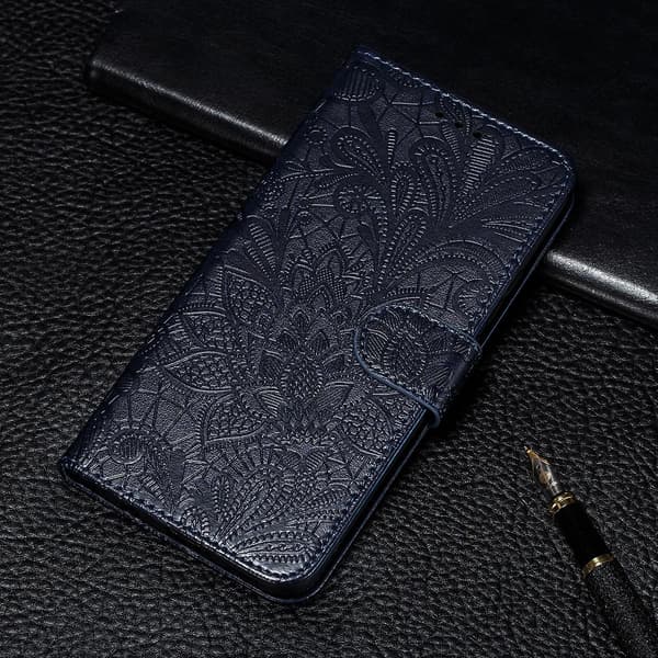 Til Xiaomi Redmi Note 10 Pro Blonde Blomst Læderetui Mørkeblå