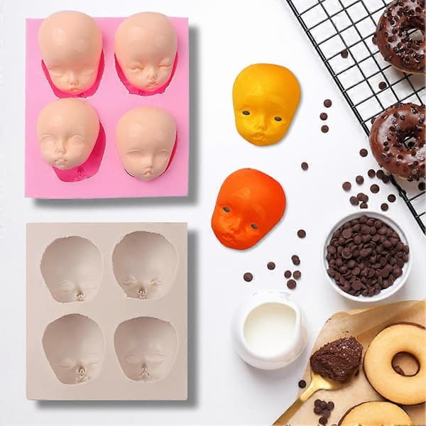 Babyhodeform silikonform multifunksjonell gjenbrukbar sukker DIY-form kjøkken DIY-sett tilbehør A