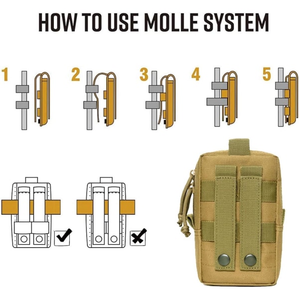 Taktiset Molle-taskut, laserleikattu muotoilu, monikäyttöiset