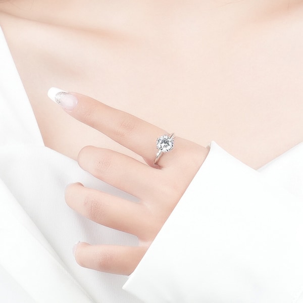 Moissanite vielsesring, klassisk forlovelsesring til kvinder,