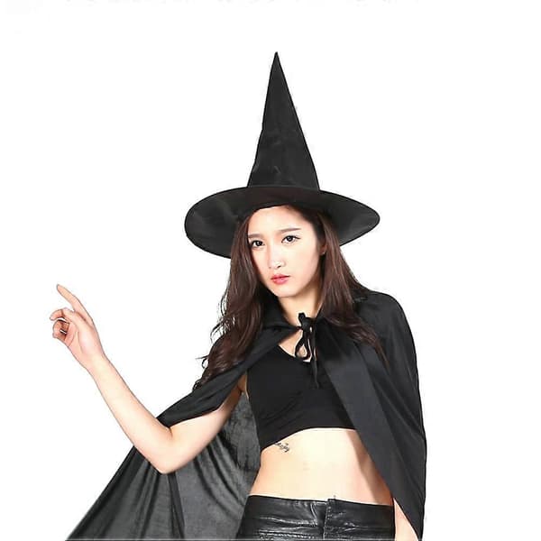 Halloween Hat Sort kasket til Halloween brug Spids heksehat Festtilbehør A
