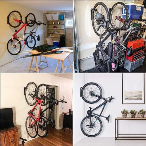Cykelväggfäste Väggkrok Förvaring för att hänga cykel 2ps Svart