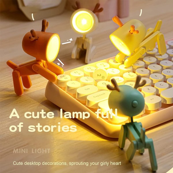 Mini LED skrivebordslampe Søt liten telefonholder Animal Shape Night