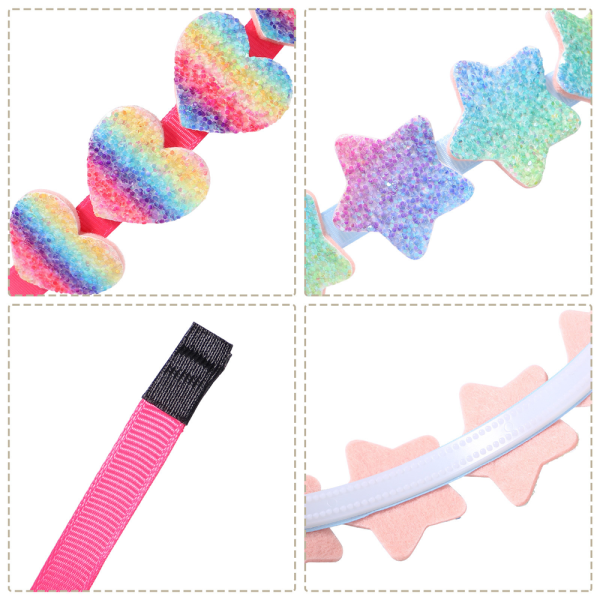 Rainbow Pannband Set Glitter Heart Girls Pannband Rainbow