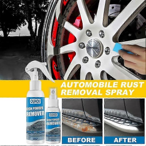 Bil Rustfjernelsesspray, Jernpulverfjerner, Bil Rustfjernelsesspray Metalmaling Rens Spray Opløs Rust På Metal (1 stk) A