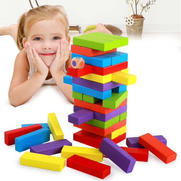 Lewo Klassiske byggeklosser Stablespill for barn Familiemorsomme spill Barnespill 48 stykker