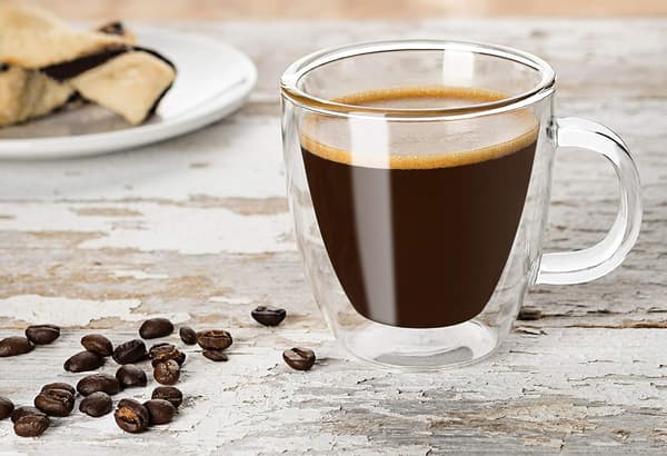 Dobbeltvæggede isolerede glas espressokrus (sæt med 2) - 5,4 ounces