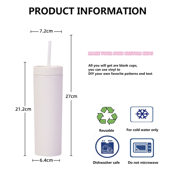 450 ml mattbelagd plastmugg med lock och sugrör, återanvändbar mugg