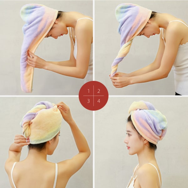 Coral Velvet Hair Towel Wrap, Absorberende hårfibre for rask