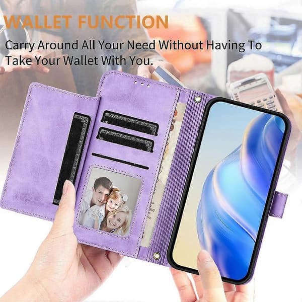 Flipfodral för Honor 200 PRO 5G Dragkedja Kortfack PU Läder Magnetisk Lila