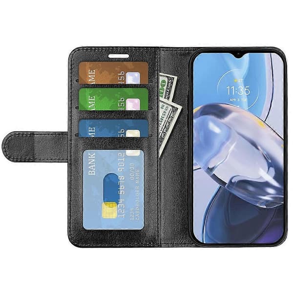Til Motorola Moto E22 / E22i R64 Tekstur Horisontal Flip Læder Telefonetui Sort