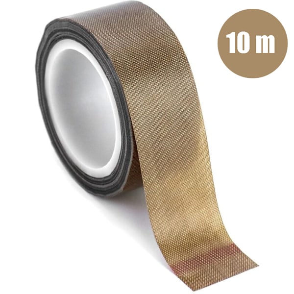 Högpresterande PTFE-glasfibervävtejp, Scotch Teflon non-stick yta självhäftande tejp för vakuumförpackare, impulssvets 25mm x 10M,