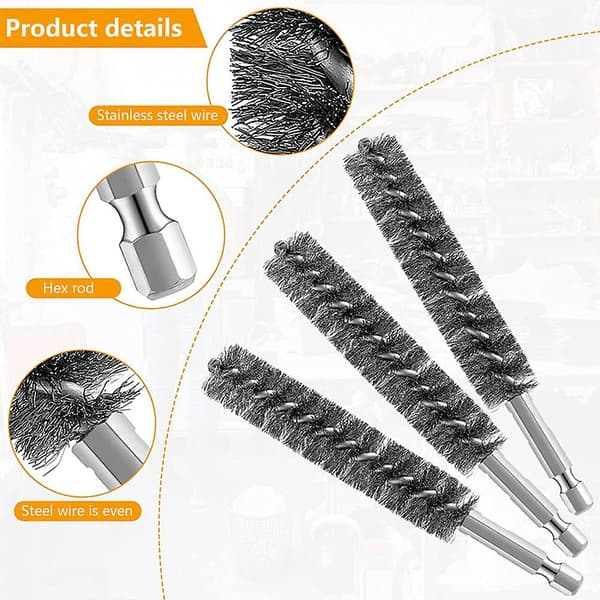 6 STK Elektriske Borebørster Rørrensebørster i Rustfrit Stål til Slagboremaskine A