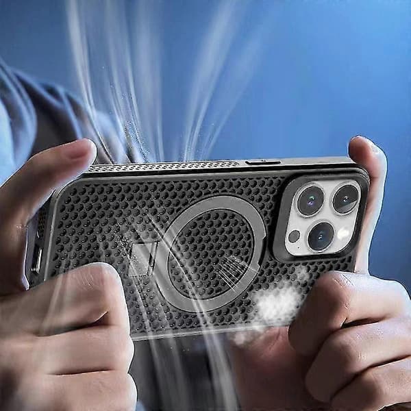 Magnetisk deksel til iPhone 13 Pro Max, bikubetekstur varmeavledning PC+TPU telefondeksel A