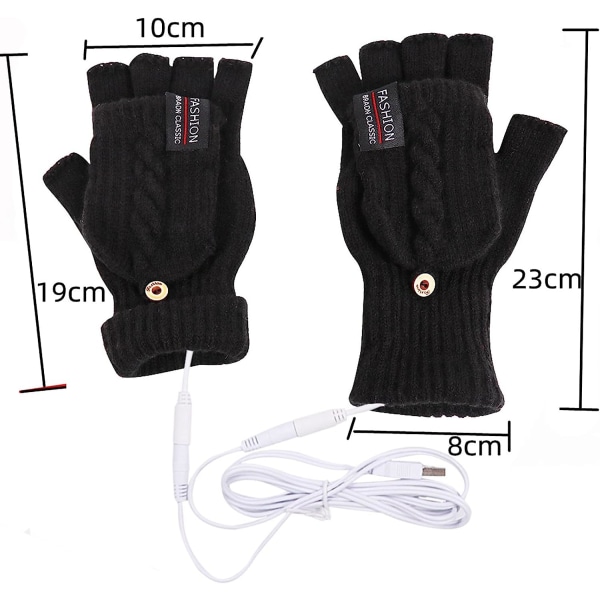 Termisk opvarmede handsker til mænd Kvinder Opvarmede vanter USB Elektrisk