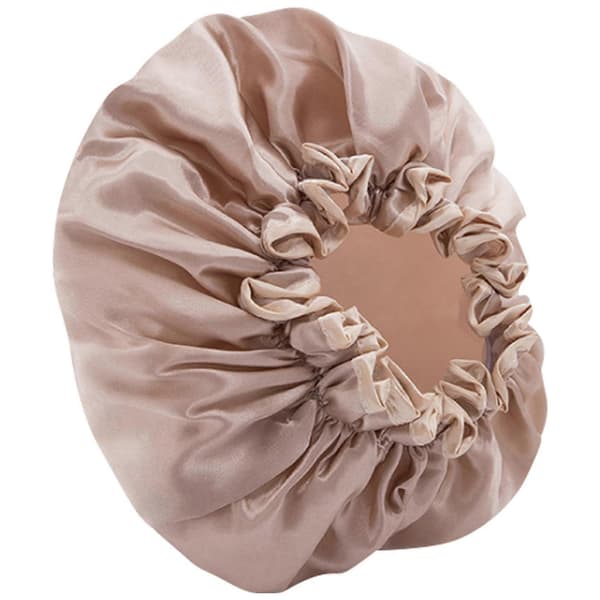 2 stk vanntett lue for kvinner, badehette for langt hår, hodeplagg, hårtrekk, oljerøyk tørrhårhette, rosa og champagne A
