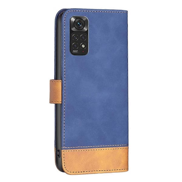 Til Xiaomi Redmi Note 11 Global BF11 Farvematchende Lædertelefoncover Blå