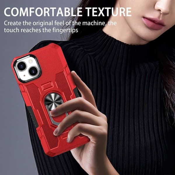 För iPhone 13 mini 5,4 tum Anti-rep Telefonfodral Ringhållare Stöd PC + TPU Telefon Baksida