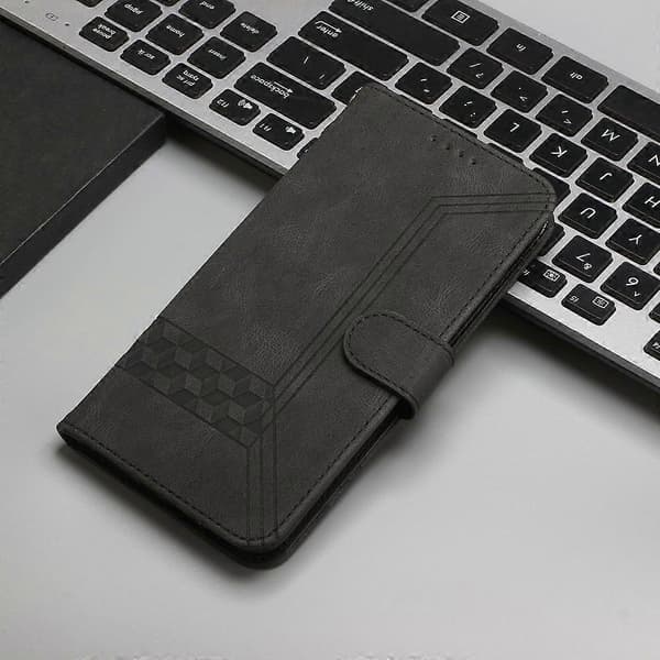 Cubic Skin Feel Flip Læder Telefoncover Til Samsung Galaxy M35 Sort