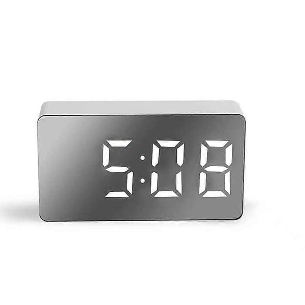 LED Elektrisk Digital Väckarklocka Nätbatteri Spegel Temperaturdisplay