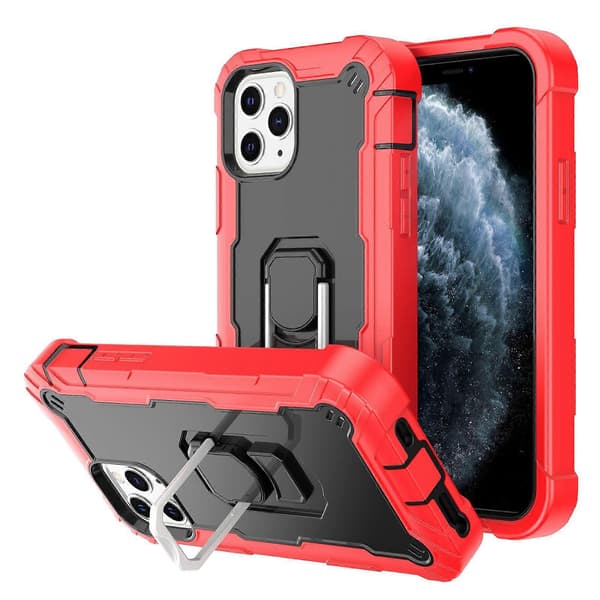 För iPhone 11 Pro PC + Gummi 3-lagers Stötsäkert Skyddsfodral med Roterande Hållare