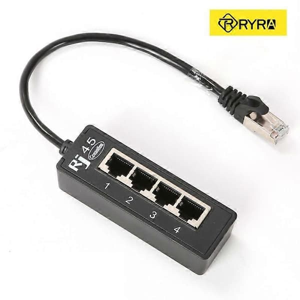 RYRA 4 I 1 RJ45 LAN-stik Ethernet-netværkssplitteradapterkabel 1 han til
