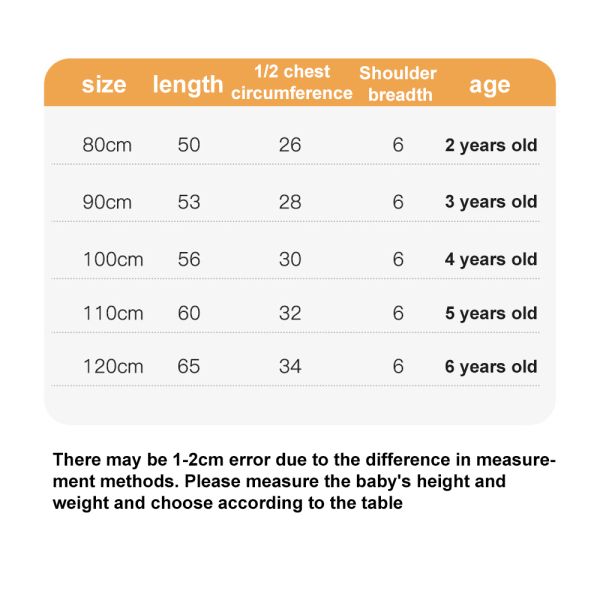 Inkiväärivaatteita lapsille, pituus 80-110 cm