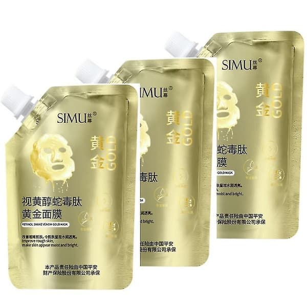 3 st fasthetshydrerande öm mask 100 ml ormpeptid guldmask närande huden A