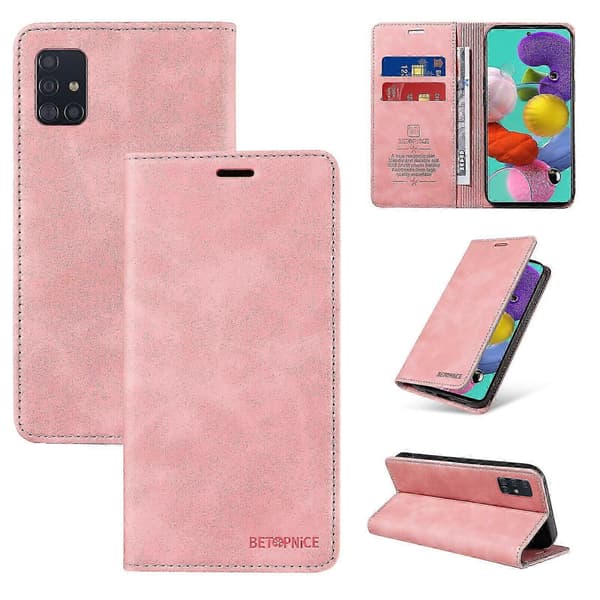 Etui til Samsung Galaxy A51 4G Læder Folio Pung Magnetisk Beskyttelse...Pink