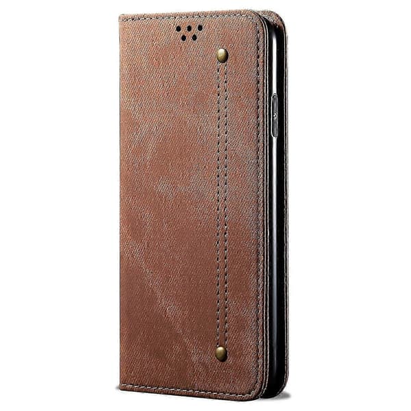 För Honor Magic6 Pro 5G Läderfodral Plånboksfodral Jeans Tyg Textur - KhakiEspressoStyle B Honor Magic6 Pro 5G