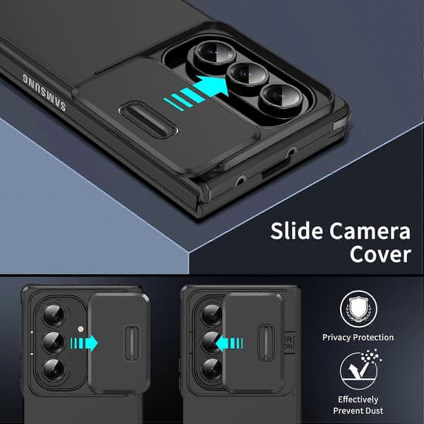Skydende Camshield TPU + PC Telefoncover Sort Til Samsung Galaxy Z Flip7