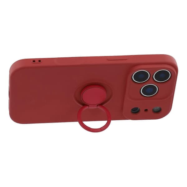 För iPhone 17 Pro Max Silikonskal med Rem Ring Kickstand Telefonfodral (Röd, Röd)