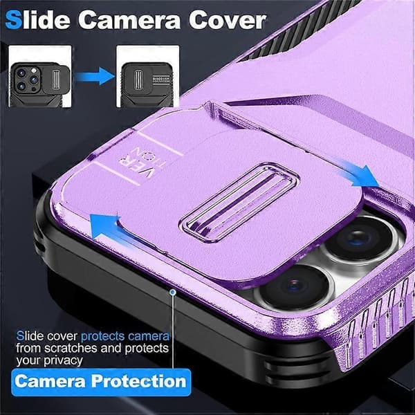 Kompatibel med iPhone 16 Pro Max-deksel Camshield TPU+PC telefondeksel sklisikker sidekant A