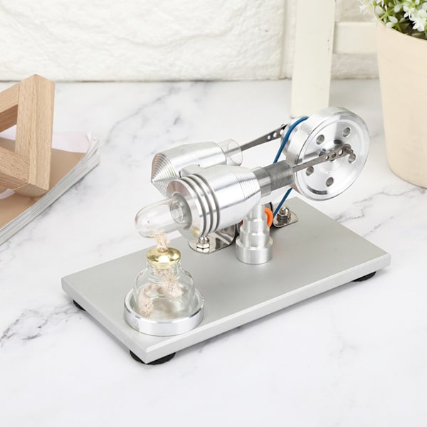 Pedagogiskt fysikexperiment, Stirlingmotor med varmluft, borstad aluminiumlegering och elegant presentförpackning, idealisk för vetenskapsprojekt och lärare