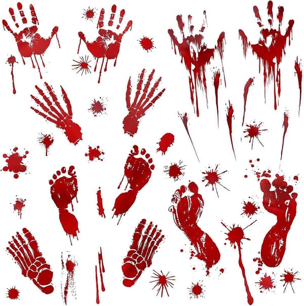 4 st halloween blödande händer med blodstänk fönsterdekaler A