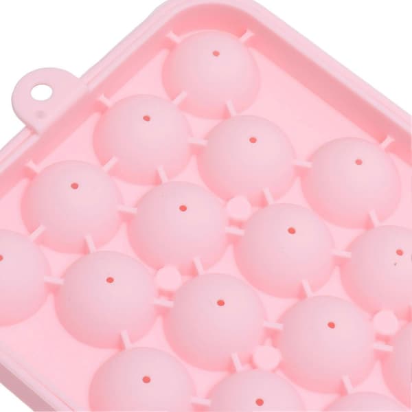 25-rutig isbitsform, enkel att släppa, silikonform för isbollar, mini rund isbollsform med lock, rosa A
