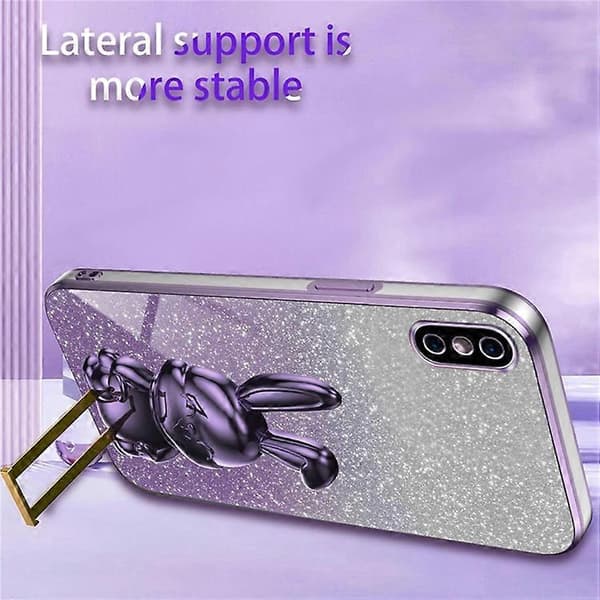 Kompatibel med iPhone XS Max utfällbart stöd telefonfodral fallskydd kaninfodral A