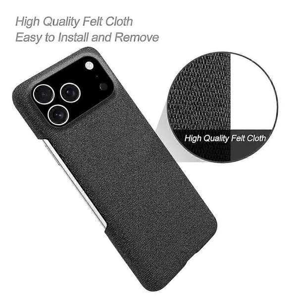 Kompatibel med iPhone 17 Pro Mobilskal Tygtextur Anti-Rep Skyddande PC Baksida A