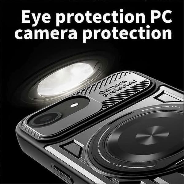 Kompatibel med iPhone 16e magnetisk deksel roterende støtte TPU + PC telefondeksel A