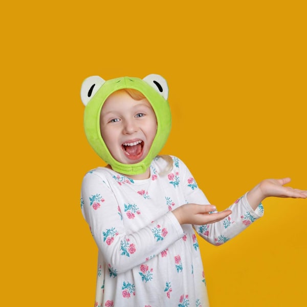 2 stycken söta plyschgrodehattar gröna grodscarf mössa öronlapp mjuk F