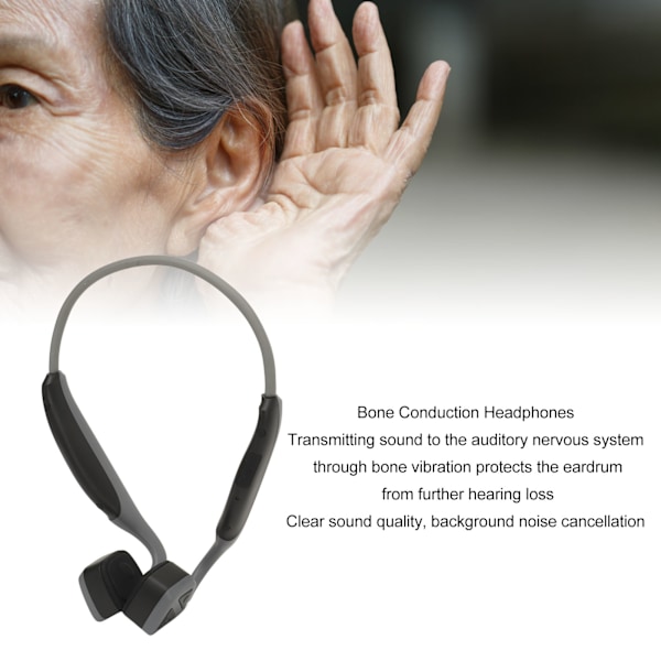 Benledning Hodetelefoner Bluetooth Støydemping Trådløse Benledning Øretelefoner for Eldre