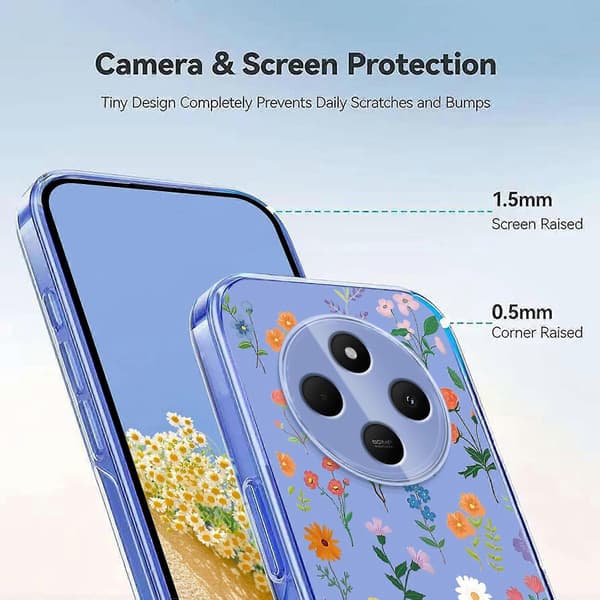 Blomstermønster Malet TPU Telefoncover til Redmi 14C / Poco C75